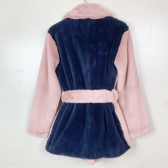 STAND STUDIO Fausta Jacket Faux Fur Colorblock Double Breasted Waist Tie M - Picture 9 of 16